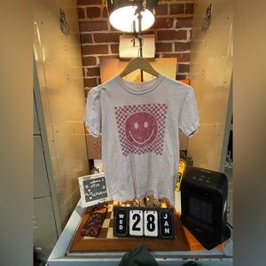 Comfort Colors Shirt Smile Shirt, Checkered Retro Happy, Preppy